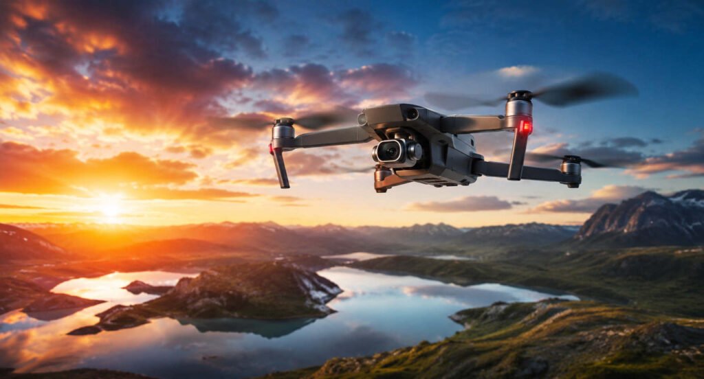 drone-under-300-mountains-sunset